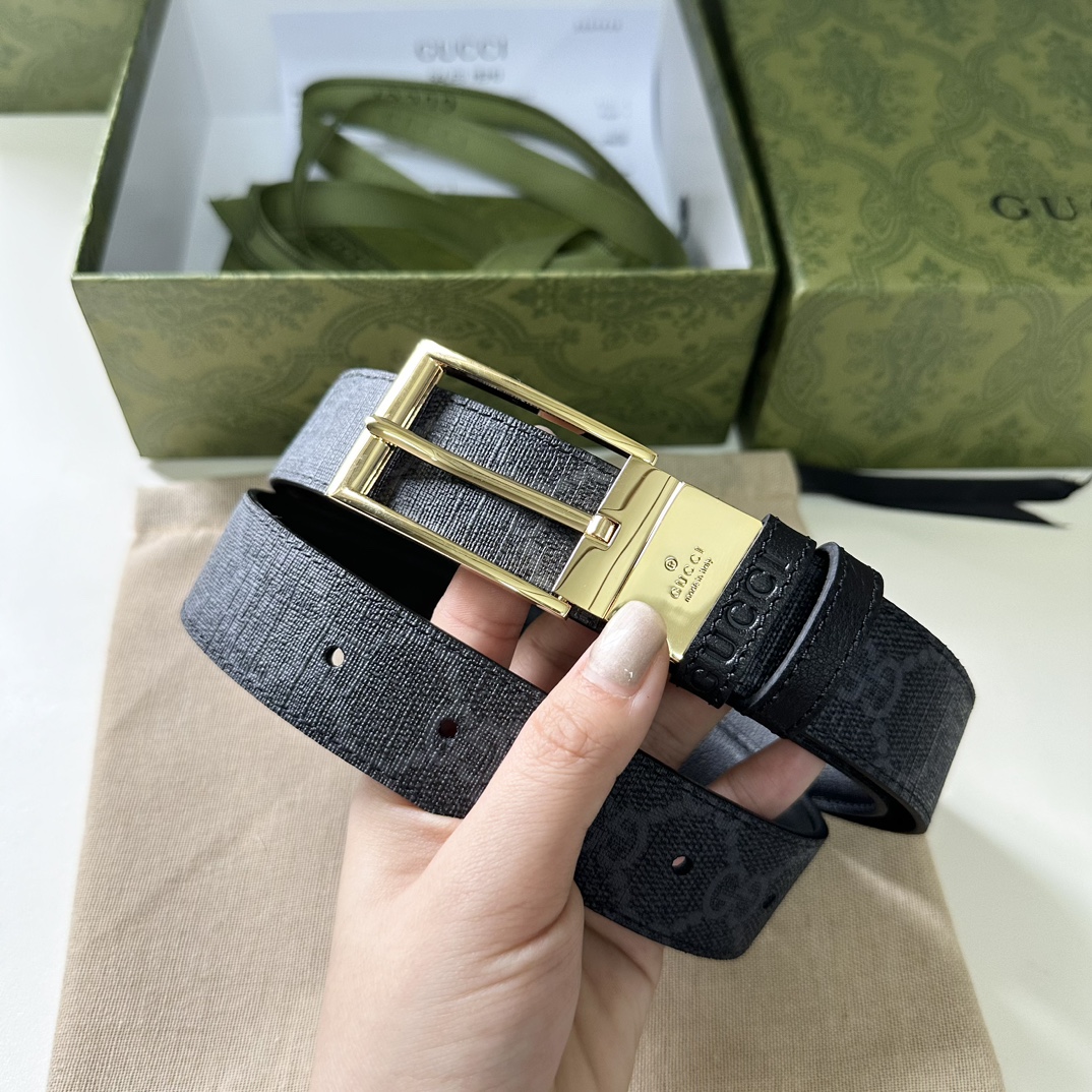 Gucci新品搭配可旋转精品铜扣双面可用可裁剪带宽3.0cm