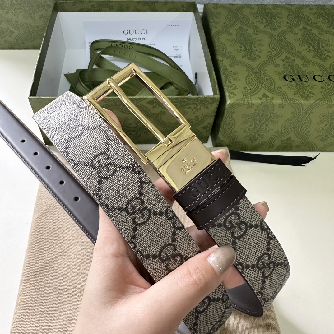 Gucci新品搭配可旋转精品铜扣双面可用可裁剪带宽3.0cm