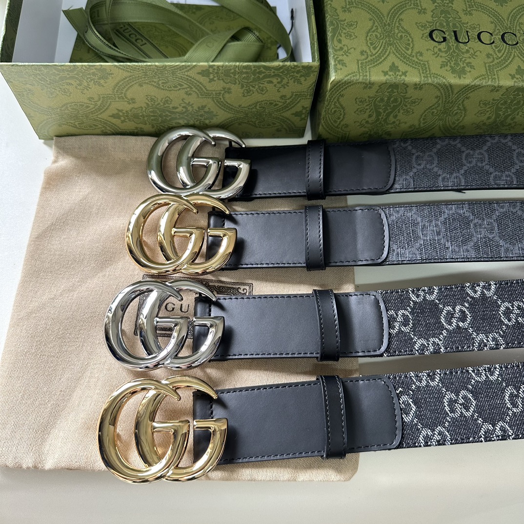 GUCCi古琦男士宽度4.0简单大方精品五金进口皮佩戴效果非常不错送礼自用最佳推荐