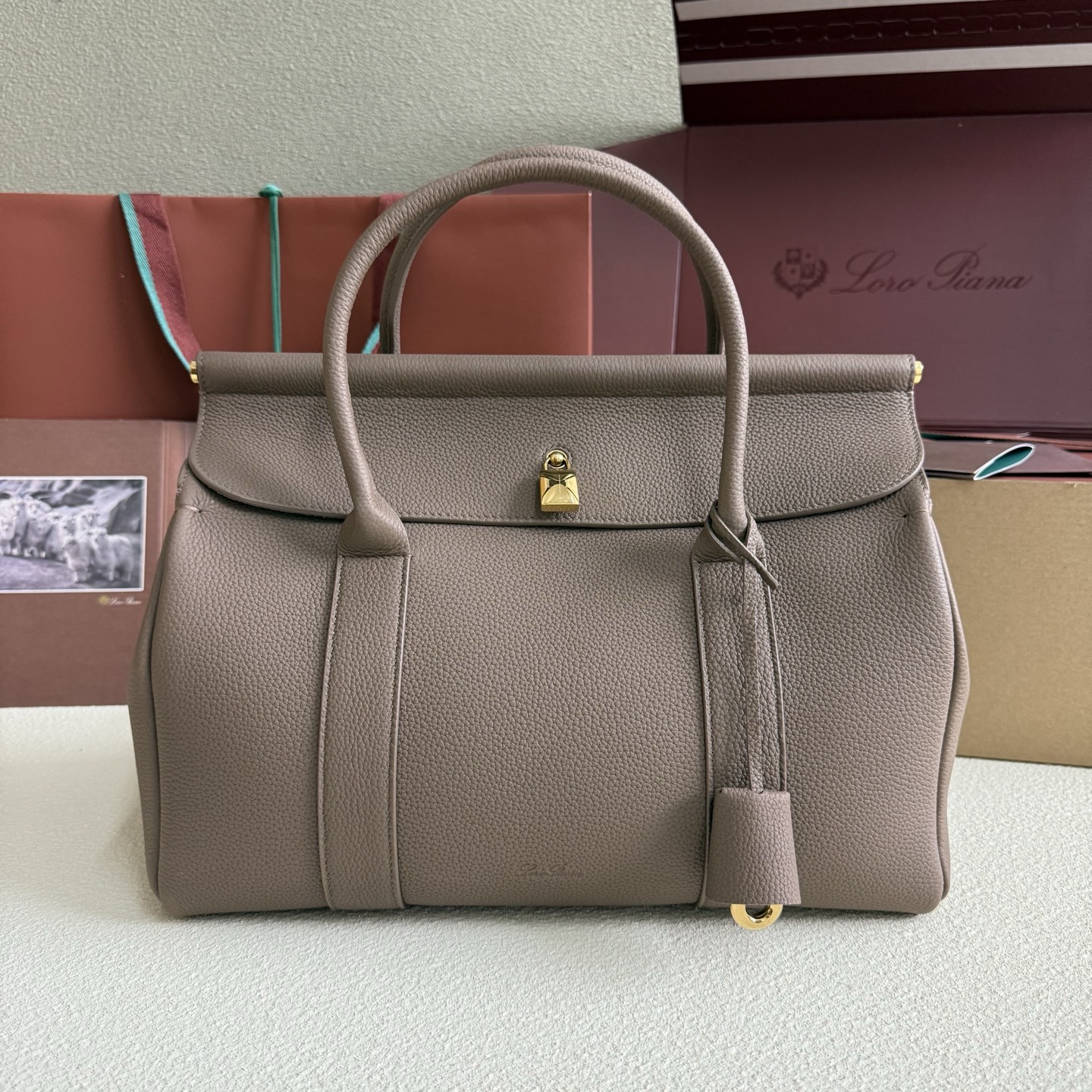 Loro Piana Loom L32 Medium Rock Gray Handbag - Elegant and Versatile