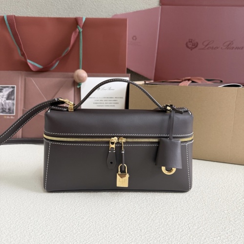 Loro Piana Extra Bag L23: Elegant Coffee Leather Handbag with Key Charm 1 Loro Piana Extra Bag L23: Elegant Coffee Leather Handbag with Key Charm