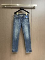 Buy Luxury 2023
 Loewe Clothing Jeans Calfskin Cotton Cowhide Denim Spring Collection