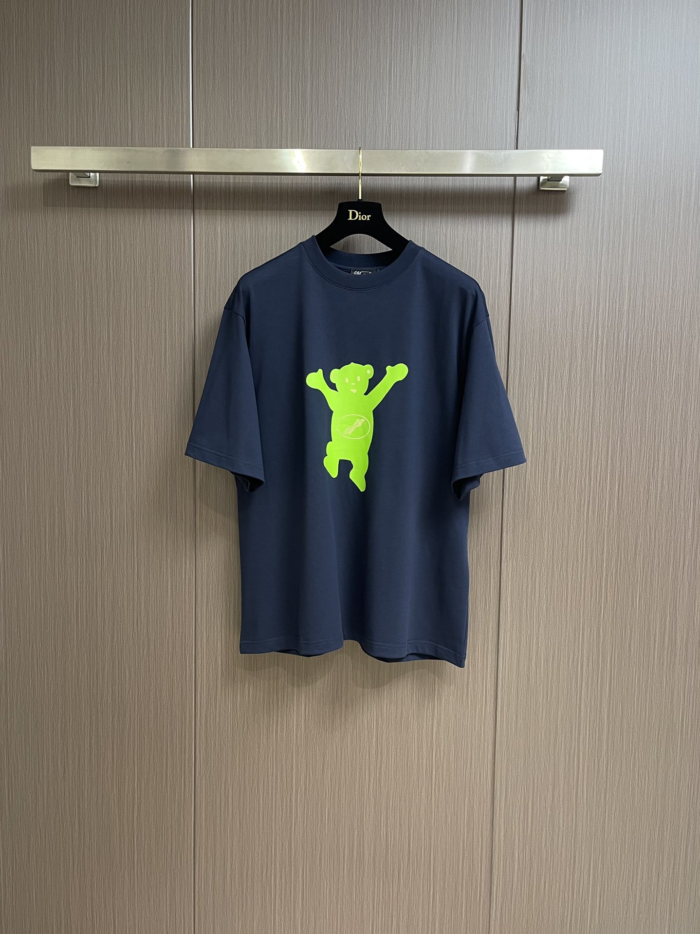 We11done Clothing T-Shirt Fluorescent Green Printing Cotton Short Sleeve
