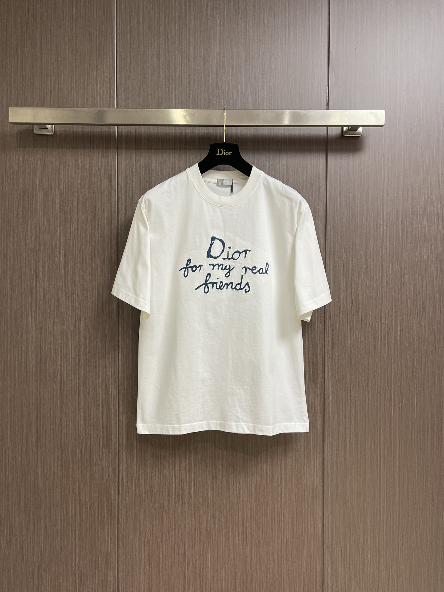 Online Shop
 Dior Clothing T-Shirt Blue Embroidery Cotton Foam Fall Collection Short Sleeve