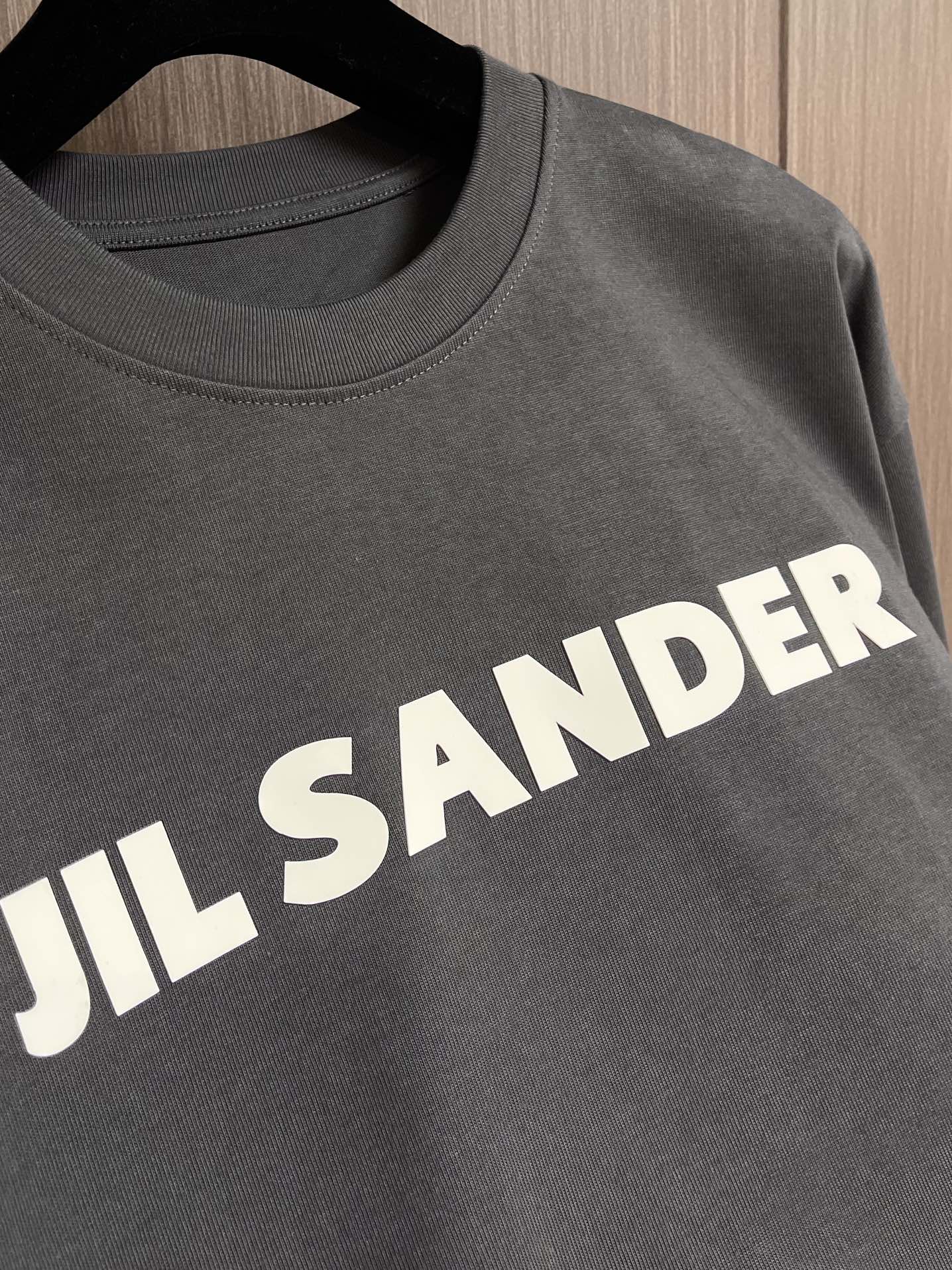 jilsander2024ss经典logo厚板胶印花圆领套头卫衣面料定制100棉双股ad毛圈大卫衣克重4