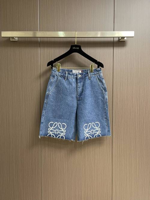 Loewe Denim Monogram Shorts Blue Cotton, Comfortable and Stylish