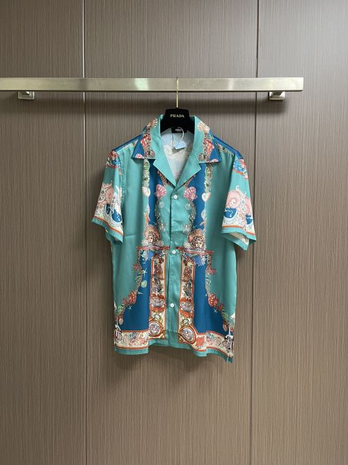 Prada 2025SS Coral Theatre Print Short Sleeve Shirt Shorts Set