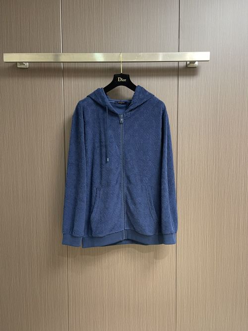 Louis Vuitton Navy Blue Monogram Embossed Zip-Up Hoodie Sweatshirt 1 Louis Vuitton Navy Blue Monogram Embossed Zip-Up Hoodie Sweatshirt
