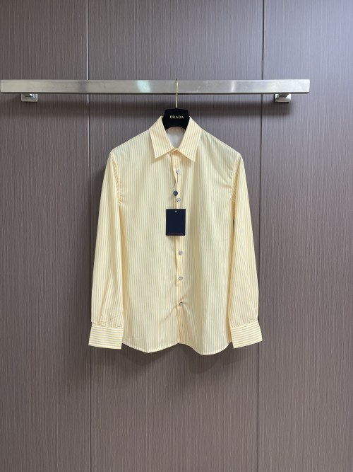 Prada Striped Cotton Oxford Shirt - Classic Fit, Long Sleeve 1 Prada Striped Cotton Oxford Shirt - Classic Fit, Long Sleeve