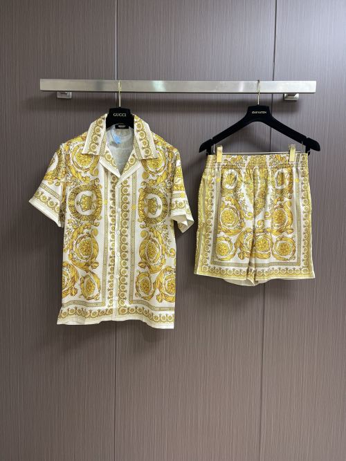 Versace Barocco Silk Short Sleeve Shirt & Shorts Set - Luxurious Comfort 1 Versace Barocco Silk Short Sleeve Shirt & Shorts Set - Luxurious Comfort