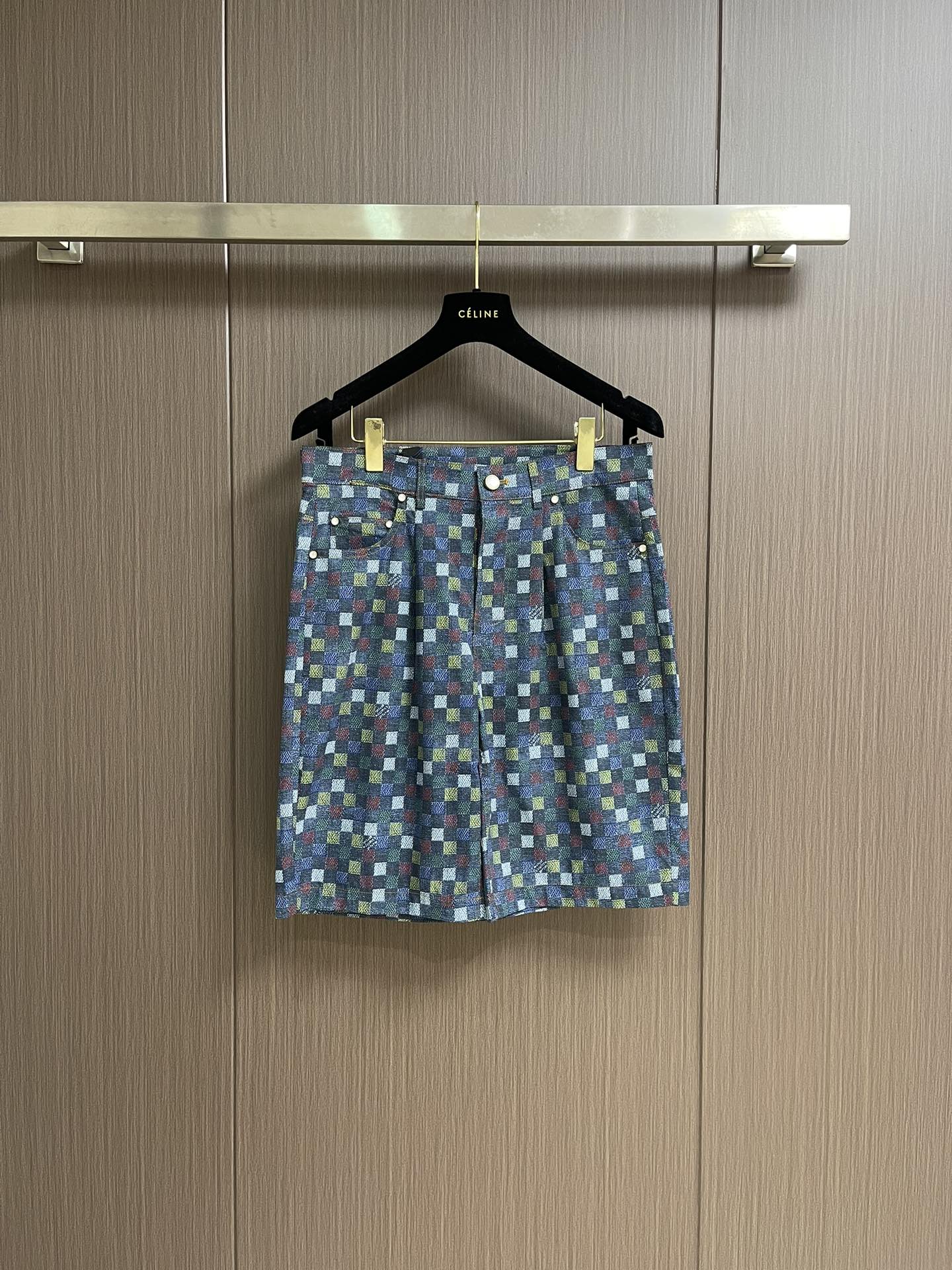 Louis Vuitton Pantalones Cortos Vaqueros con Diseño de Damero Multicolor para Hombre
