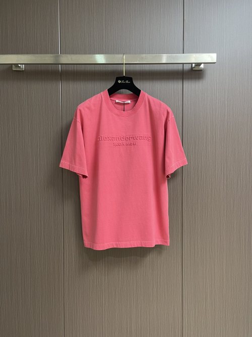 Alexander Wang Distressed Logo Print Oversized Tee Unisex Casual Top
