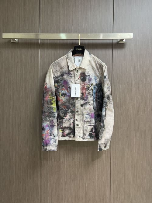 Acne Studios Graffiti Print Denim Jacket - Illusion Graphic, Brushed Cotton