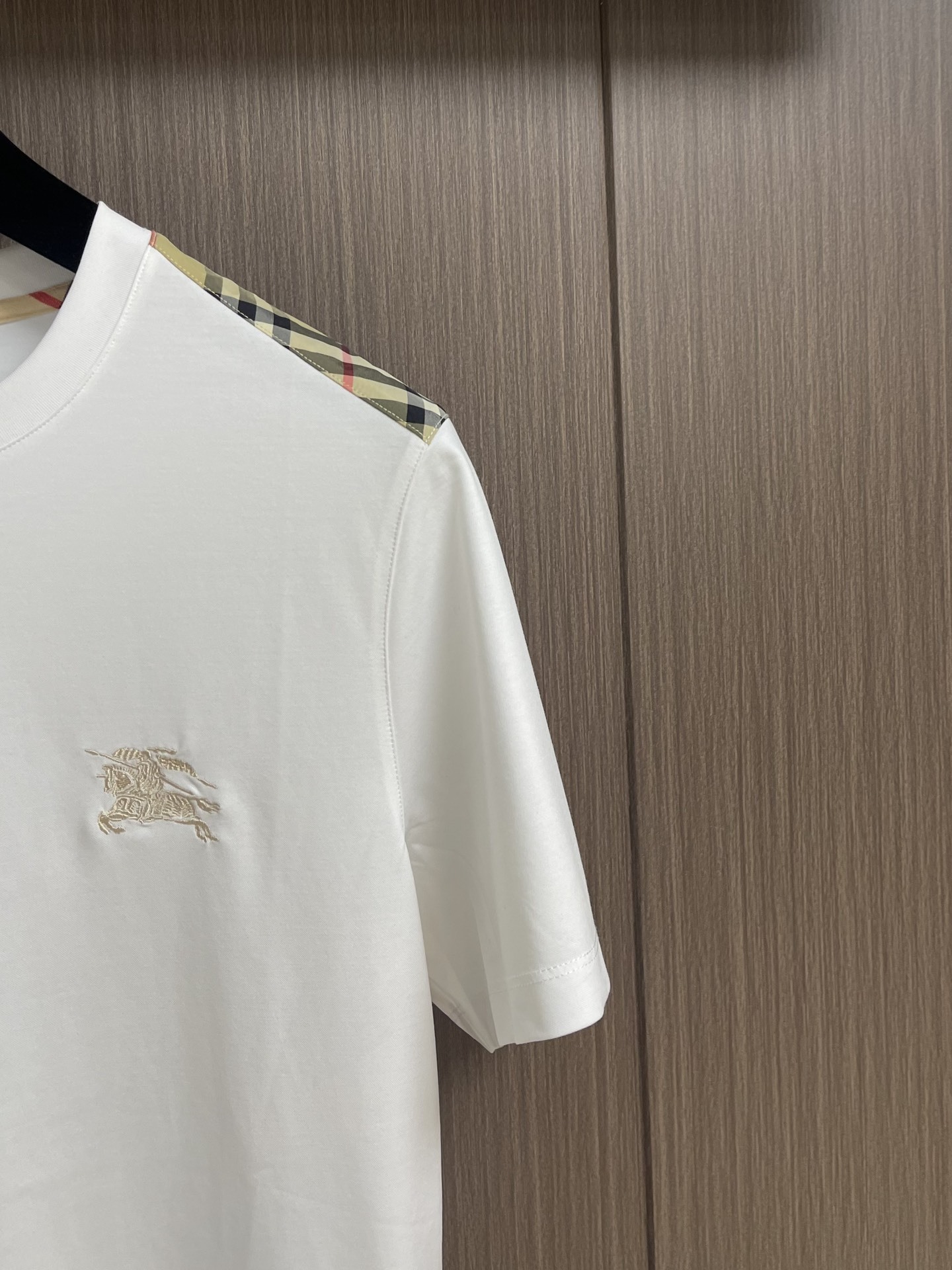 Burberry vintage 侧纹拼接装饰棉质 短袖T恤,vintage格纹裁片拼接设计,男女同款
