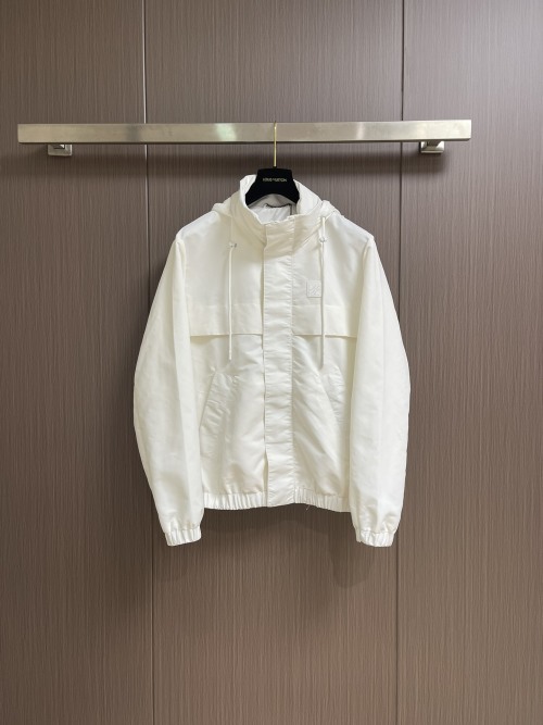 Louis Vuitton 2025SS White Monogram Hooded Windbreaker Jacket for Men 1 Louis Vuitton 2025SS White Monogram Hooded Windbreaker Jacket for Men