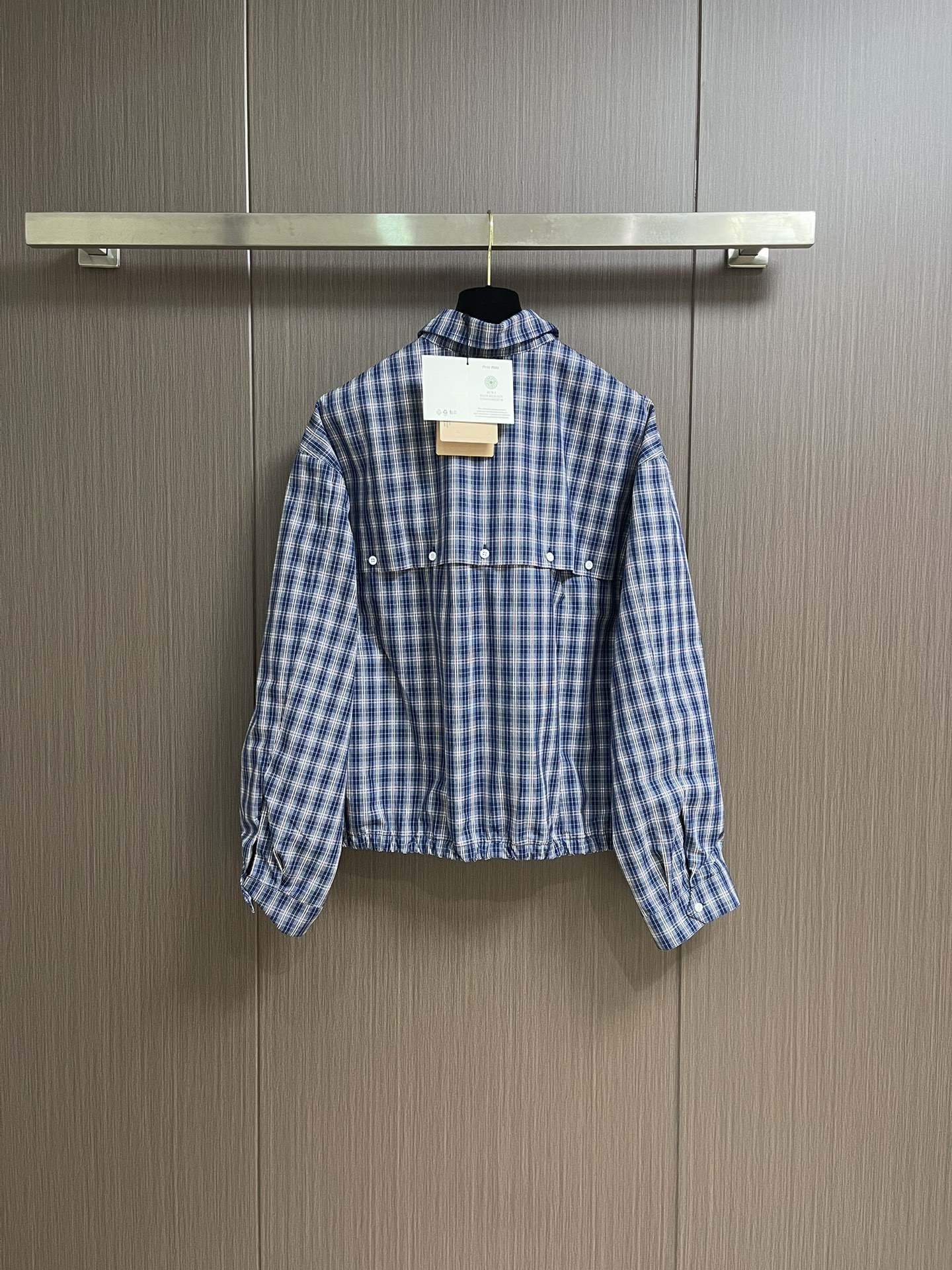 Miu Miu Blue Grids Coat: Comfortable Cotton, Vibrant Colors, Stylish Design - 图片 2