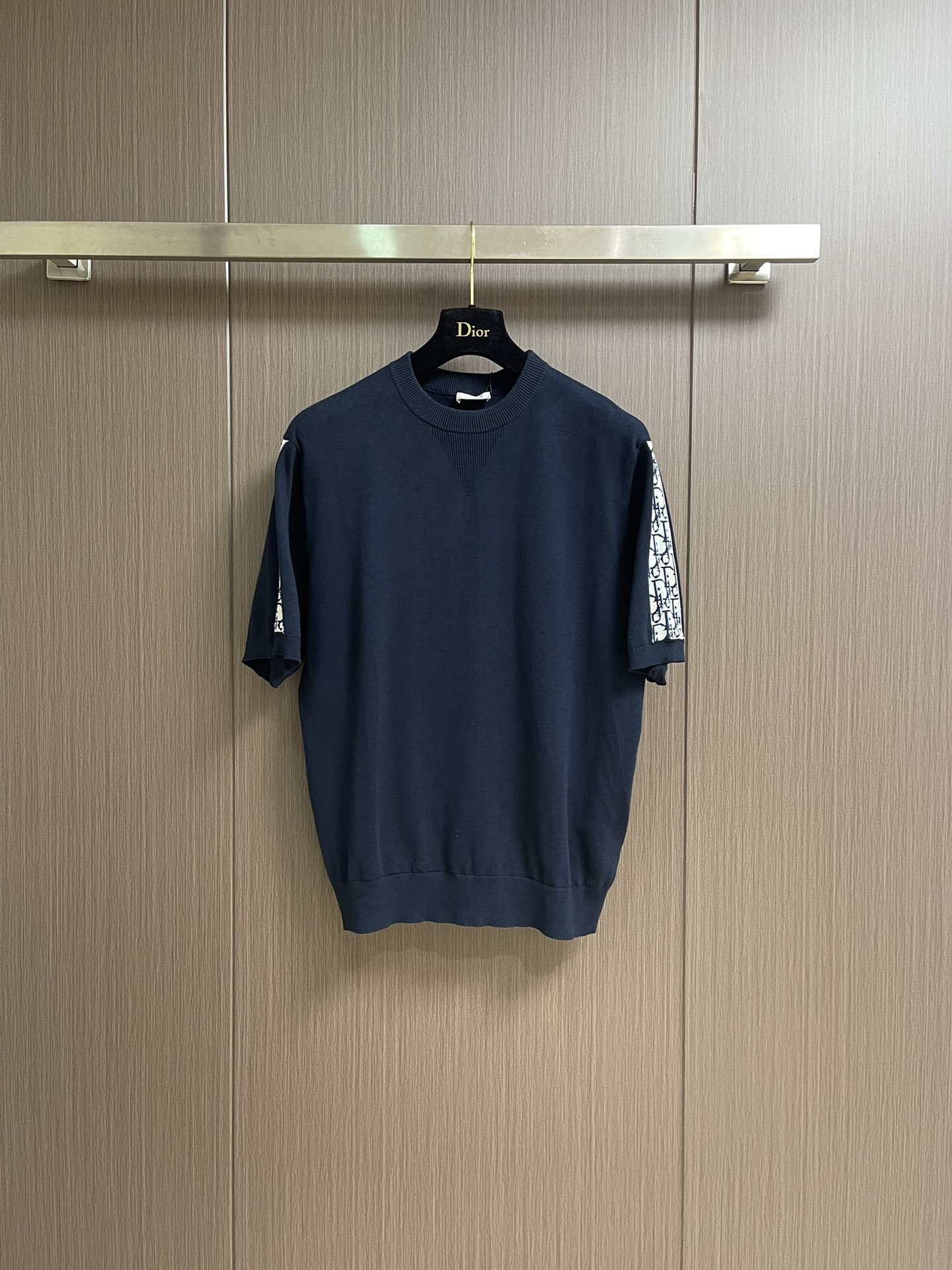 T-shirt Dior Oblique Marine en maille jacquard pour un style luxueux