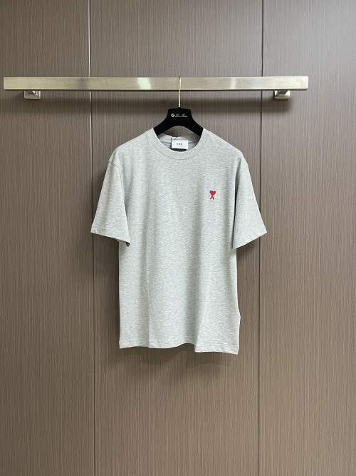 AMI Paris Men's Classic T-Shirt with Red Heart Logo Embroidery - Summer 2025 1 AMI Paris Men's Classic T-Shirt with Red Heart Logo Embroidery - Summer 2025