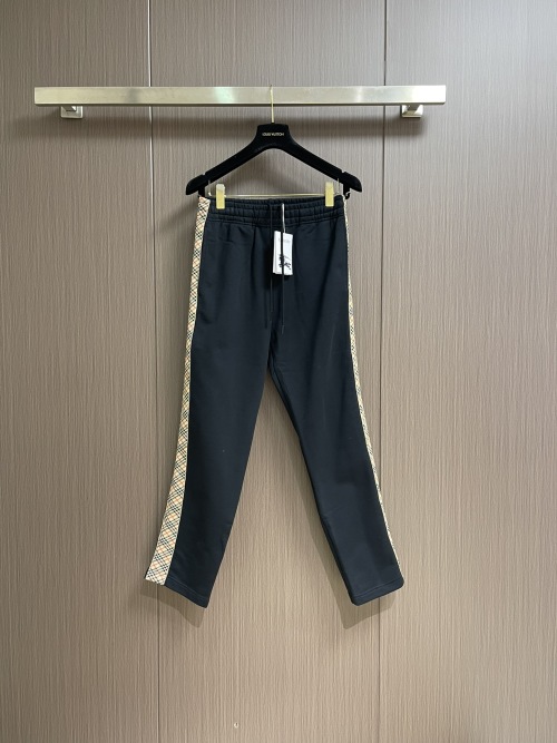 Burberry Men's Knit Terry Lounge Pants with Classic Checkered Side Stripe 1 Burberry Men's Knit Terry Lounge Pants with Classic Checkered Side Stripe
