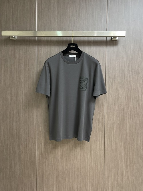 Loewe Men's Grey Cotton T-Shirt with Logo Pocket - Stylish & Comfortable