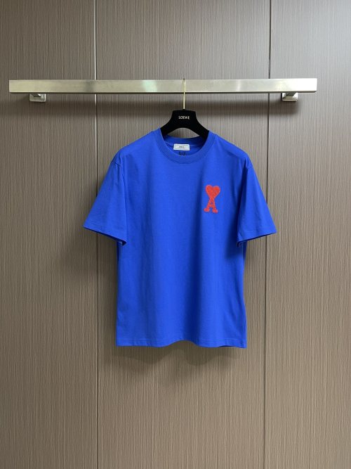 AMI Paris Embroidered Heart Logo Short Sleeve T-Shirt - Premium Cotton 1 AMI Paris Embroidered Heart Logo Short Sleeve T-Shirt - Premium Cotton