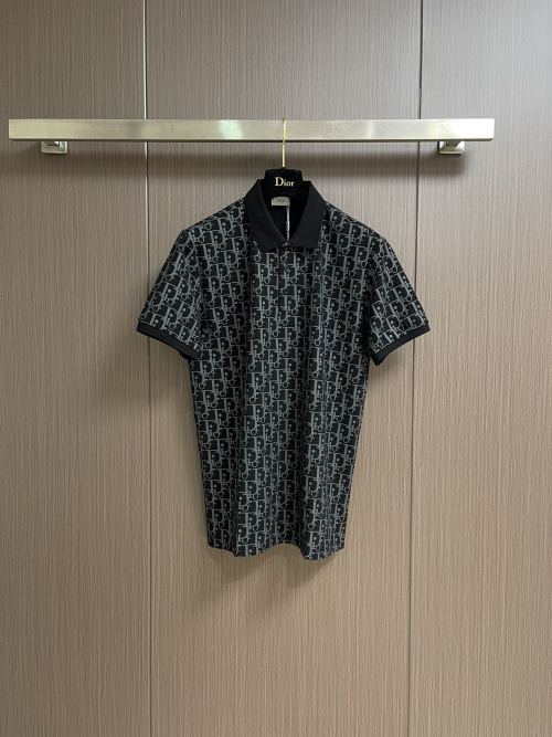 Dior 2025SS Men's Polo Shirt - Short Sleeve, Jacquard, Collar, Cotton 1 Dior 2025SS Men's Polo Shirt - Short Sleeve, Jacquard, Collar, Cotton