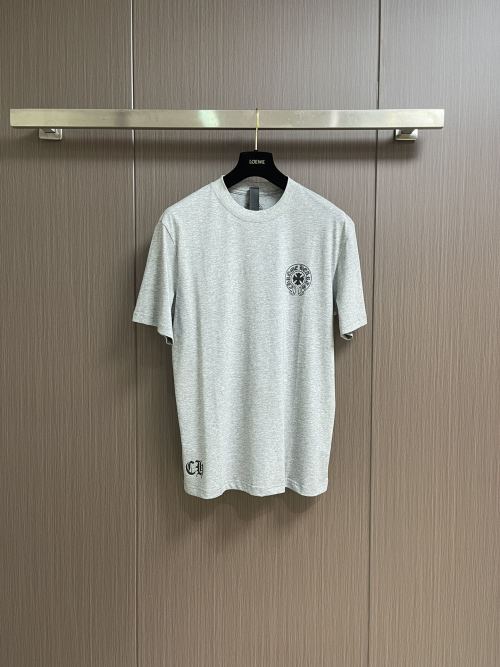 CHROME HEARTS Men's Short Sleeve T-Shirt Letter Print Cotton Gray 1 CHROME HEARTS Men's Short Sleeve T-Shirt Letter Print Cotton Gray