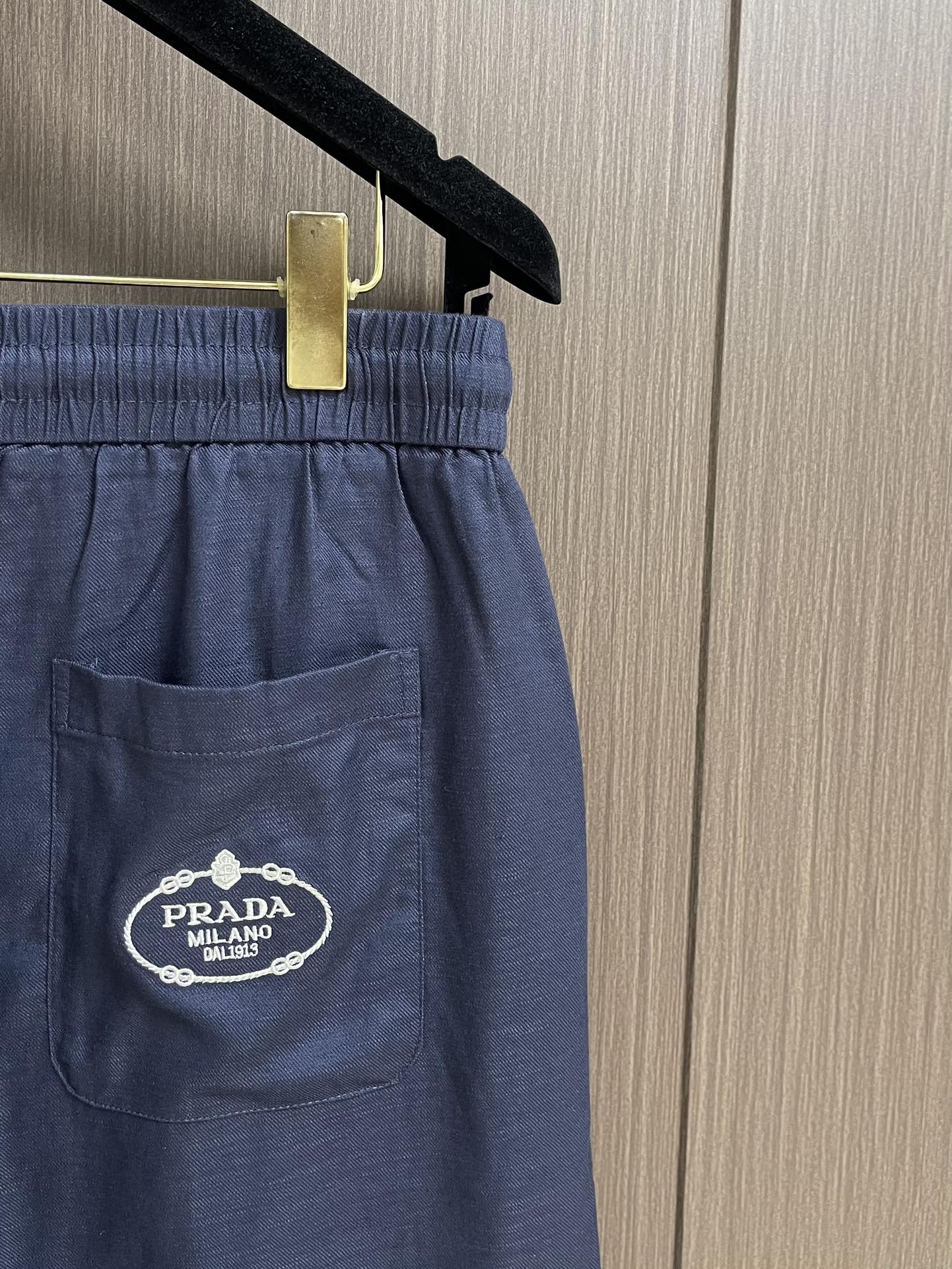 Prada Men's Soft Linen-Tencel Blend Navy Blue Casual Shorts 8 i1751380164 8386 2