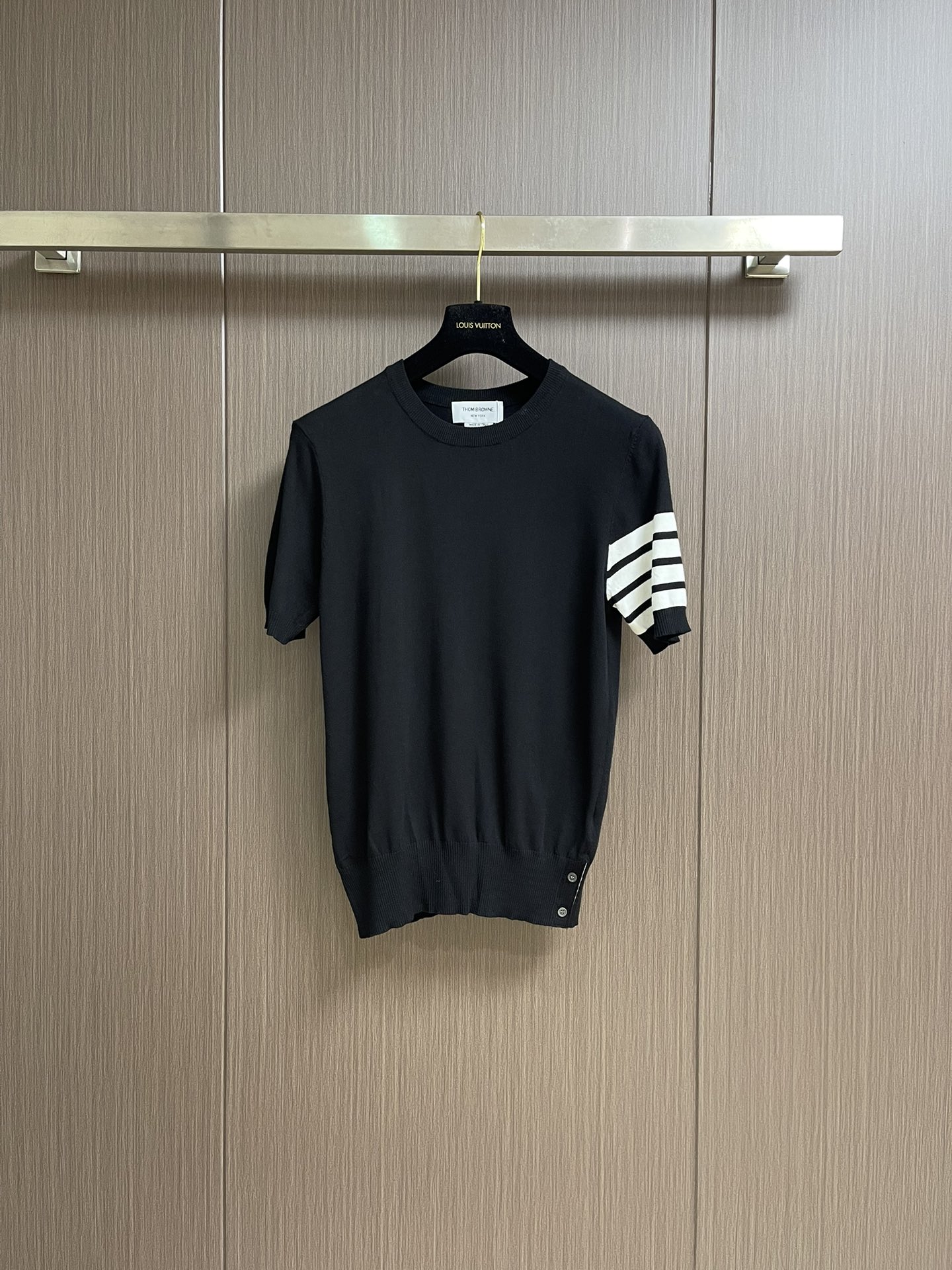 Camiseta de Manga Corta Thom Browne de Algodón con Cuatro Rayas