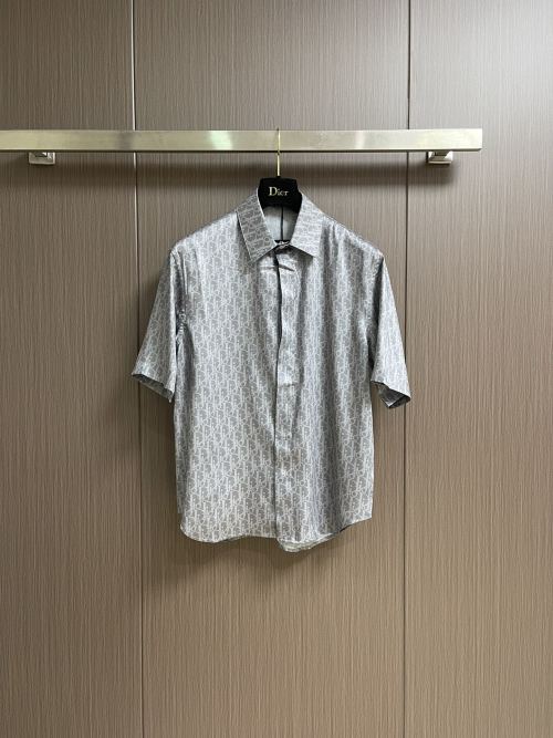 Dior Oblique Printed Silk Twill Short-Sleeve Shirt - Gray, Luxury Design
