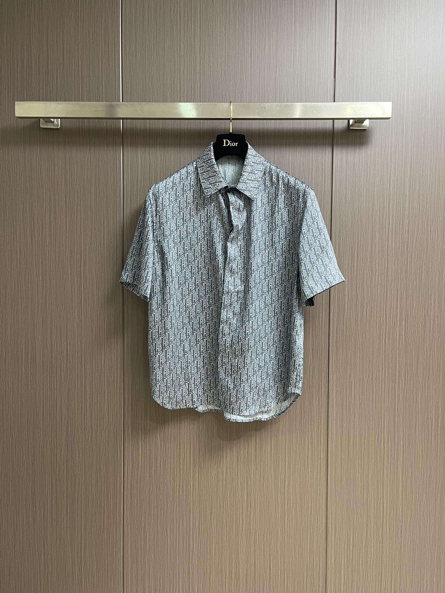 Dior Oblique Print Silk Twill Short-Sleeve Shirt - Light Gray 2 i1751467762 3136 4