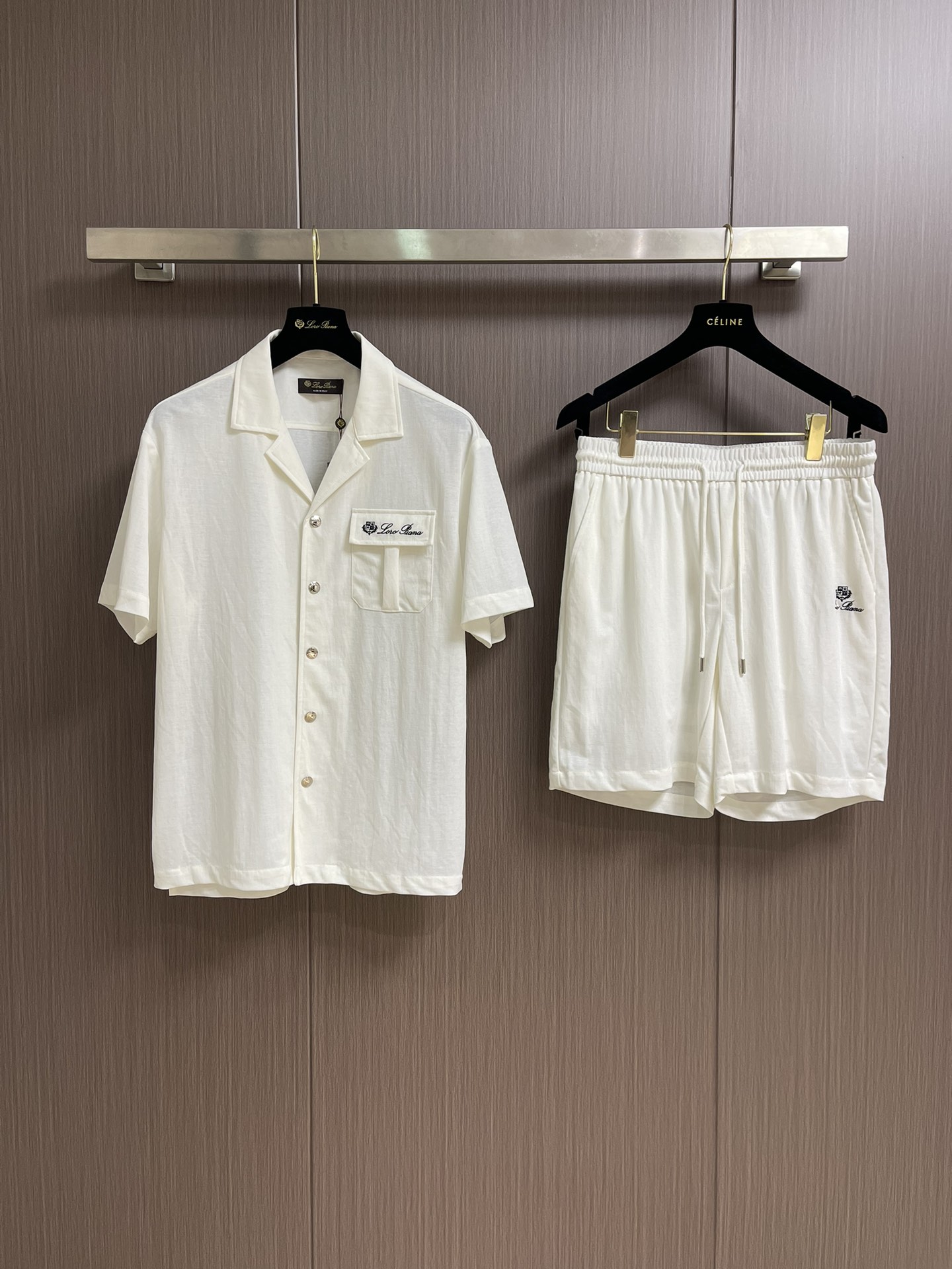 Celine Men's White Cotton Blend Logo Embroidered Drawstring Shorts 4 i1751610577 7848 2