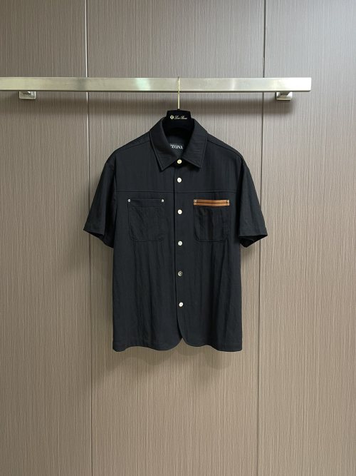 Zegna 2025SS Men's Short Sleeve Shirt and Shorts Set - Casual Elegance 1 Zegna 2025SS Men's Short Sleeve Shirt and Shorts Set - Casual Elegance