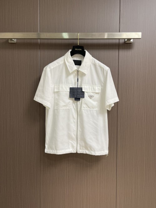 Prada Re-Nylon Short Sleeve Shirt and Shorts Set - White, Sizes 48-56