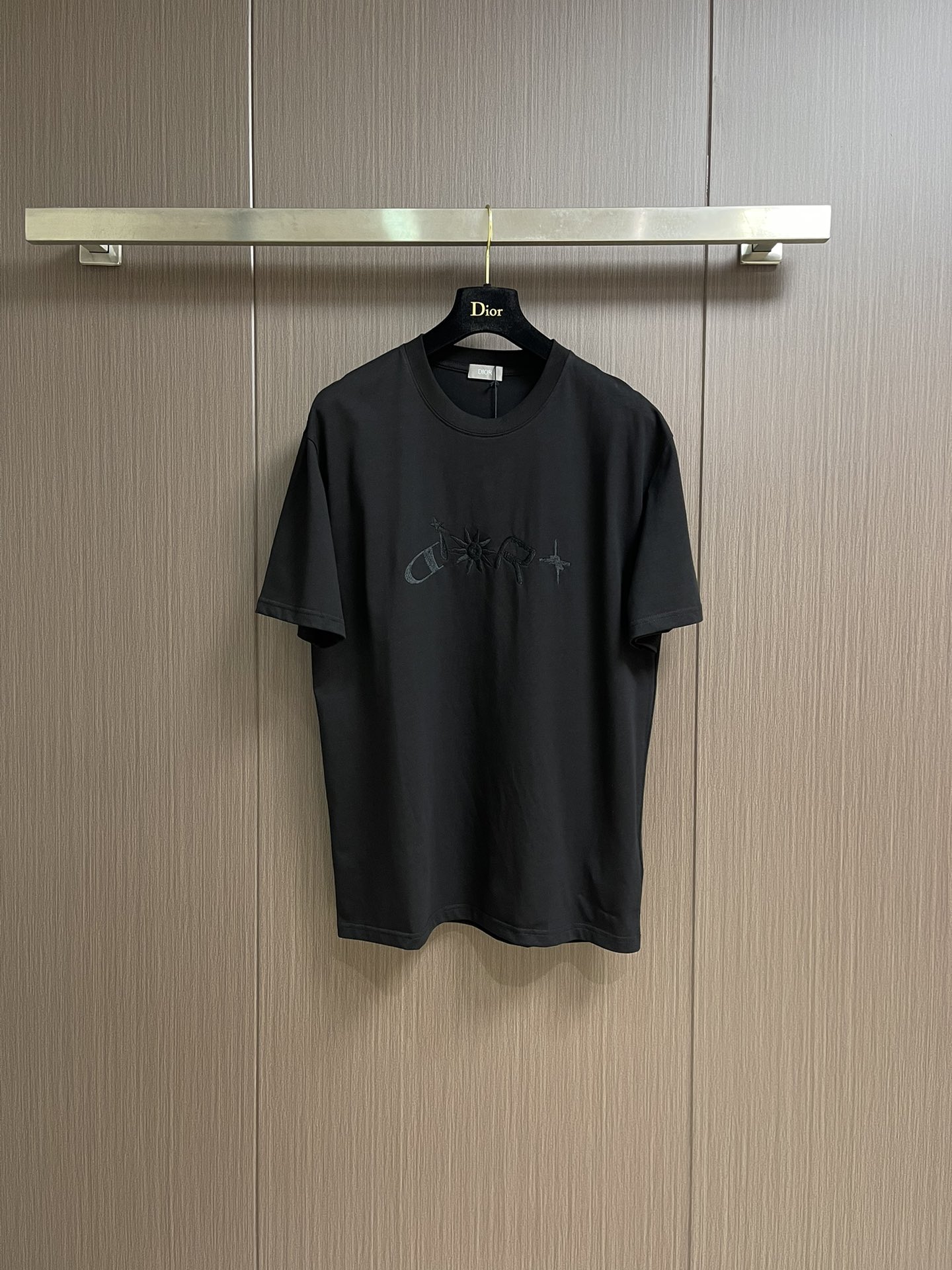 T-shirt Dior x Hlton Édition Limitée 2025SS, Noir Brodé
