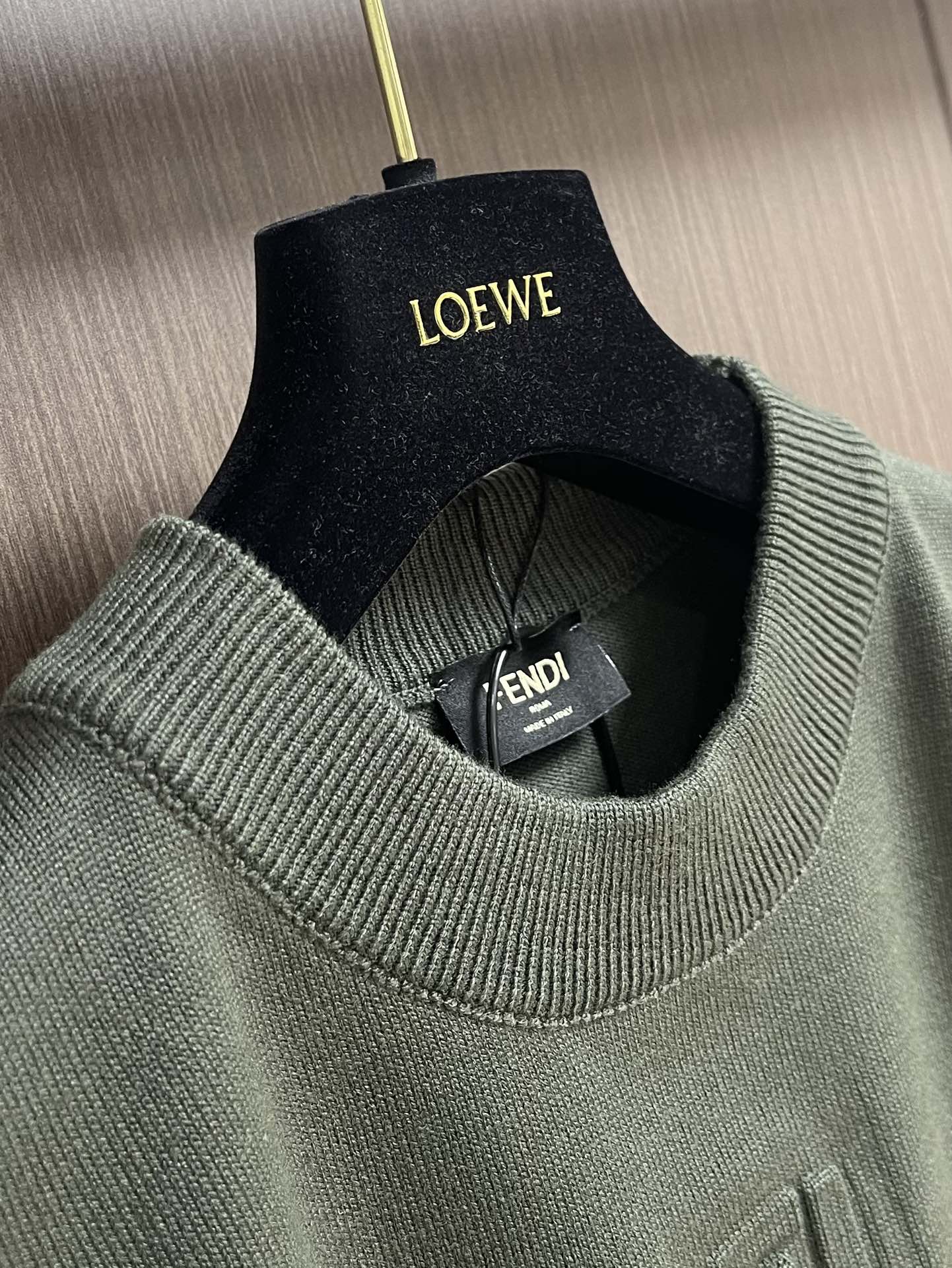 Fendi Double F Knitting Shirt with 160°C Front Chest Crushing, 1:1 Size, Water Wash – S-XL - 图片 6