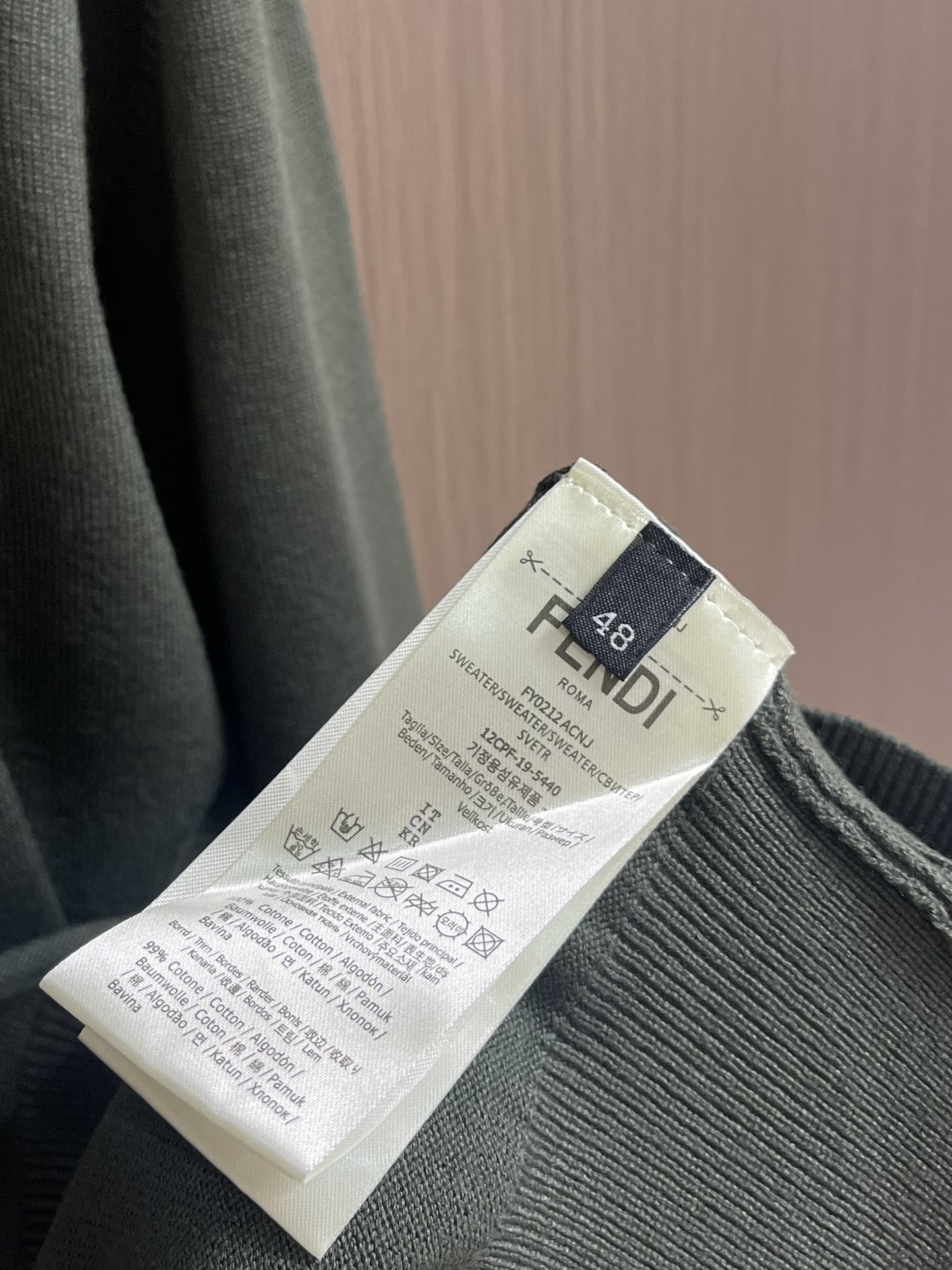 Fendi Double F Knitting Shirt with 160°C Front Chest Crushing, 1:1 Size, Water Wash – S-XL - 图片 9