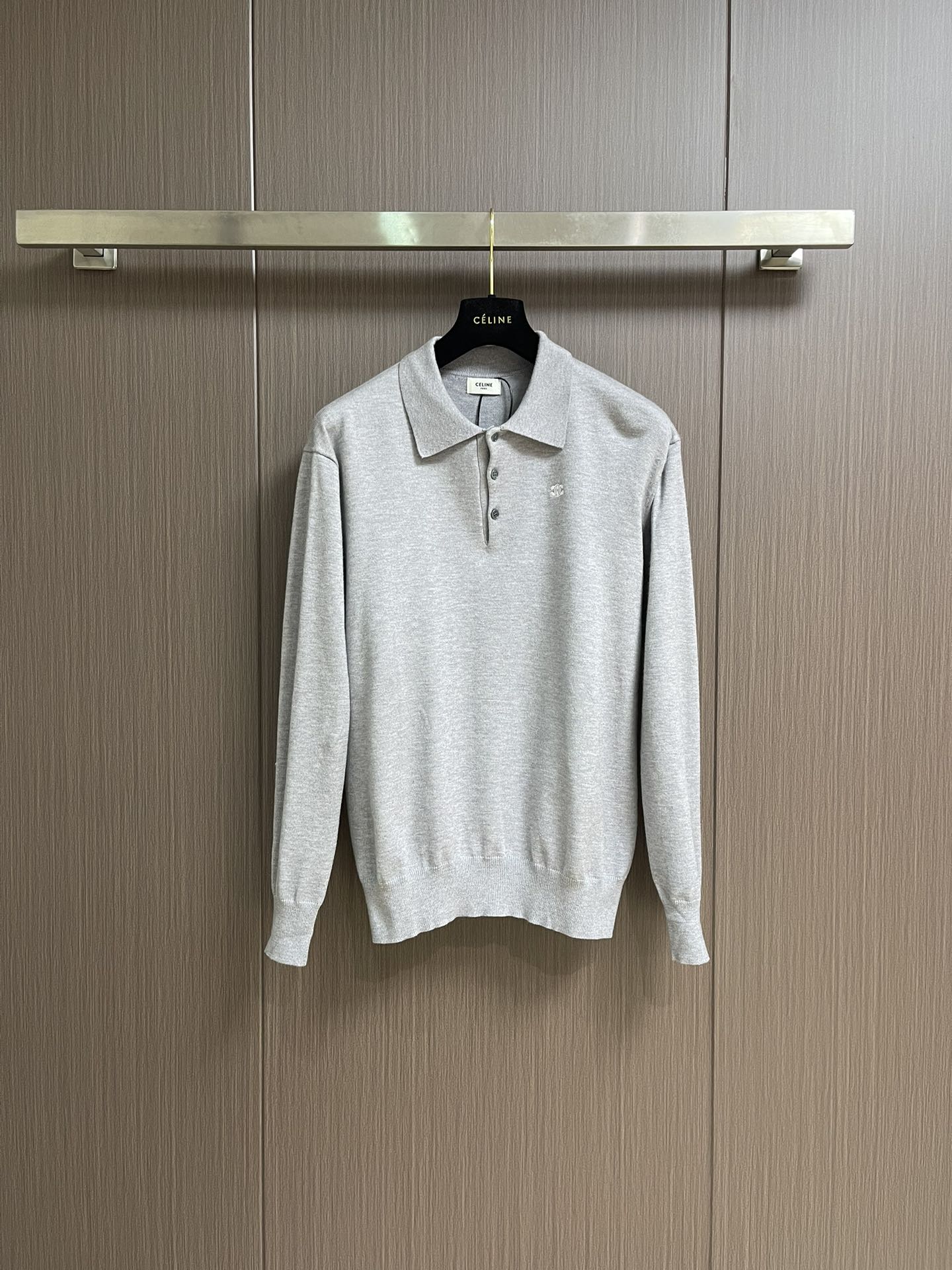 “Celine Embroidered Long-Sleeved Polo Coats – 100% Cotton Tweezing, Water-Washed Layouts, Imported Embroidery” - 图片 1