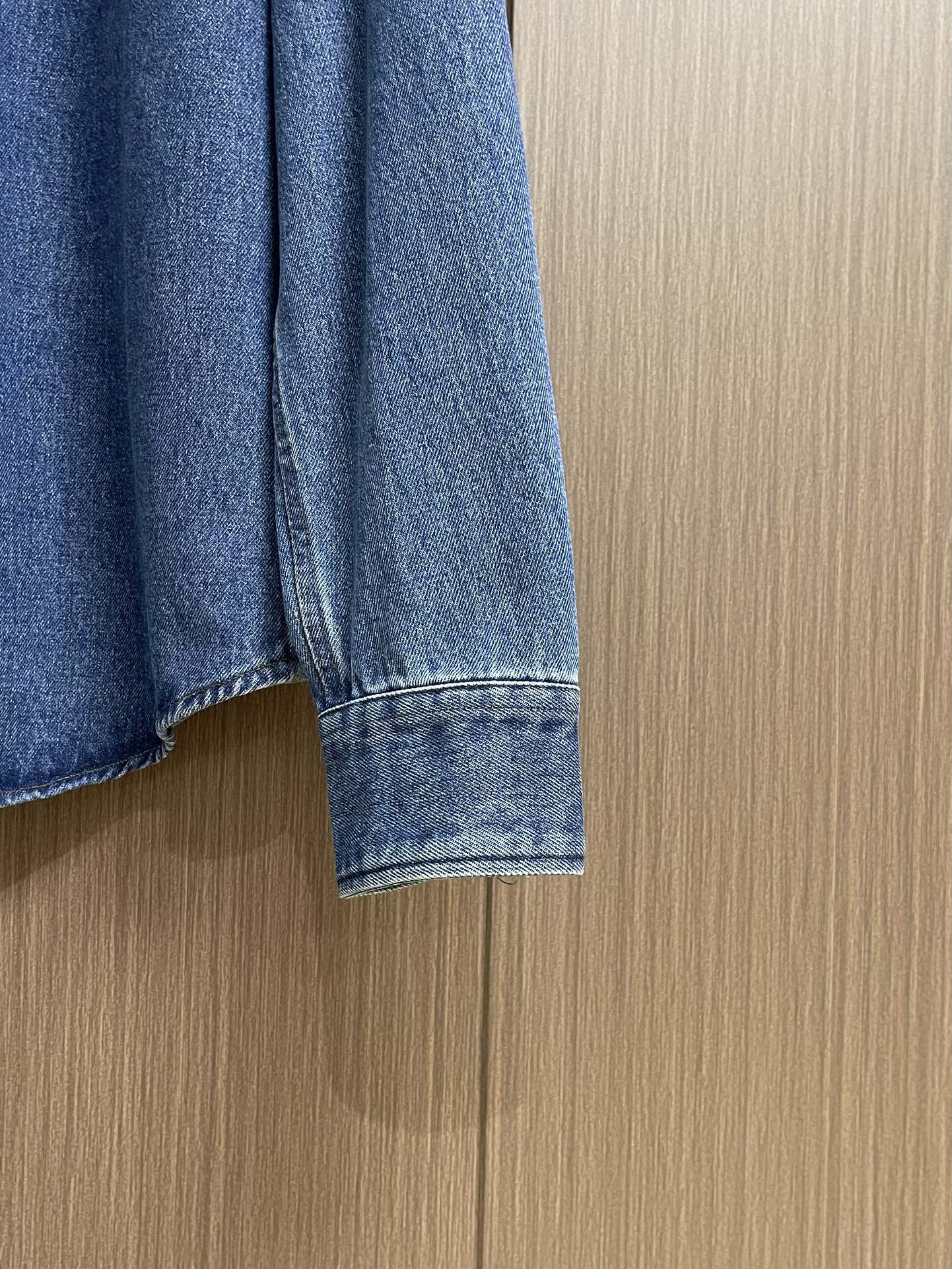 Custom Bleached Cowboy Shirt: 720Ami Paris Long-Sleeved Design with Unique Dyeing Process (Size S-XL) - 图片 7