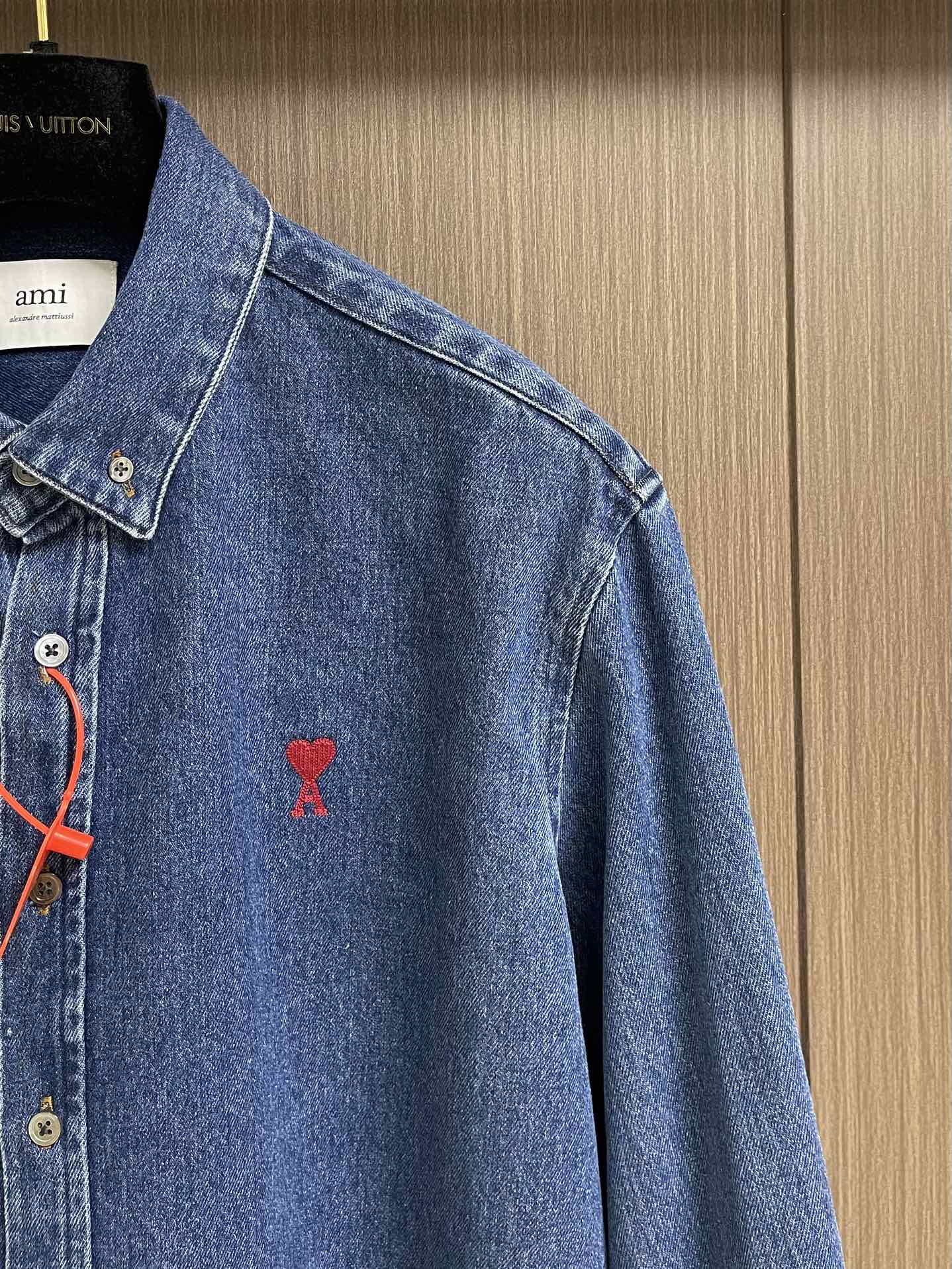 Custom Bleached Cowboy Shirt: 720Ami Paris Long-Sleeved Design with Unique Dyeing Process (Size S-XL) - 图片 4