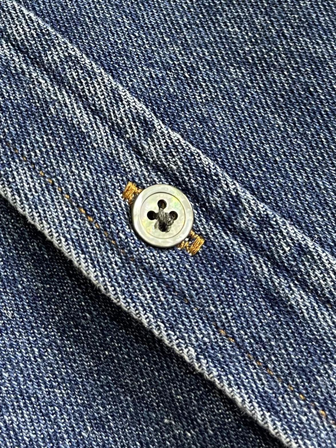 Custom Bleached Cowboy Shirt: 720Ami Paris Long-Sleeved Design with Unique Dyeing Process (Size S-XL) - 图片 6