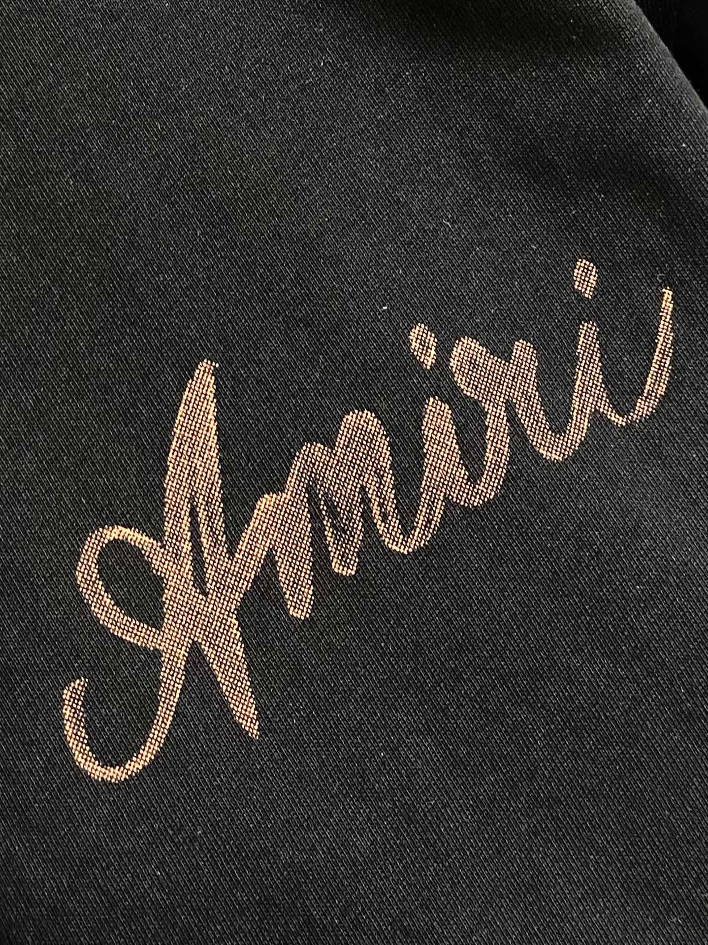 “504Amiri Retro-Mark T-Shirts: High-End Beauty Street Fashion in Knitted Cotton Fabric, Natural Comfort and Style” - 图片 5