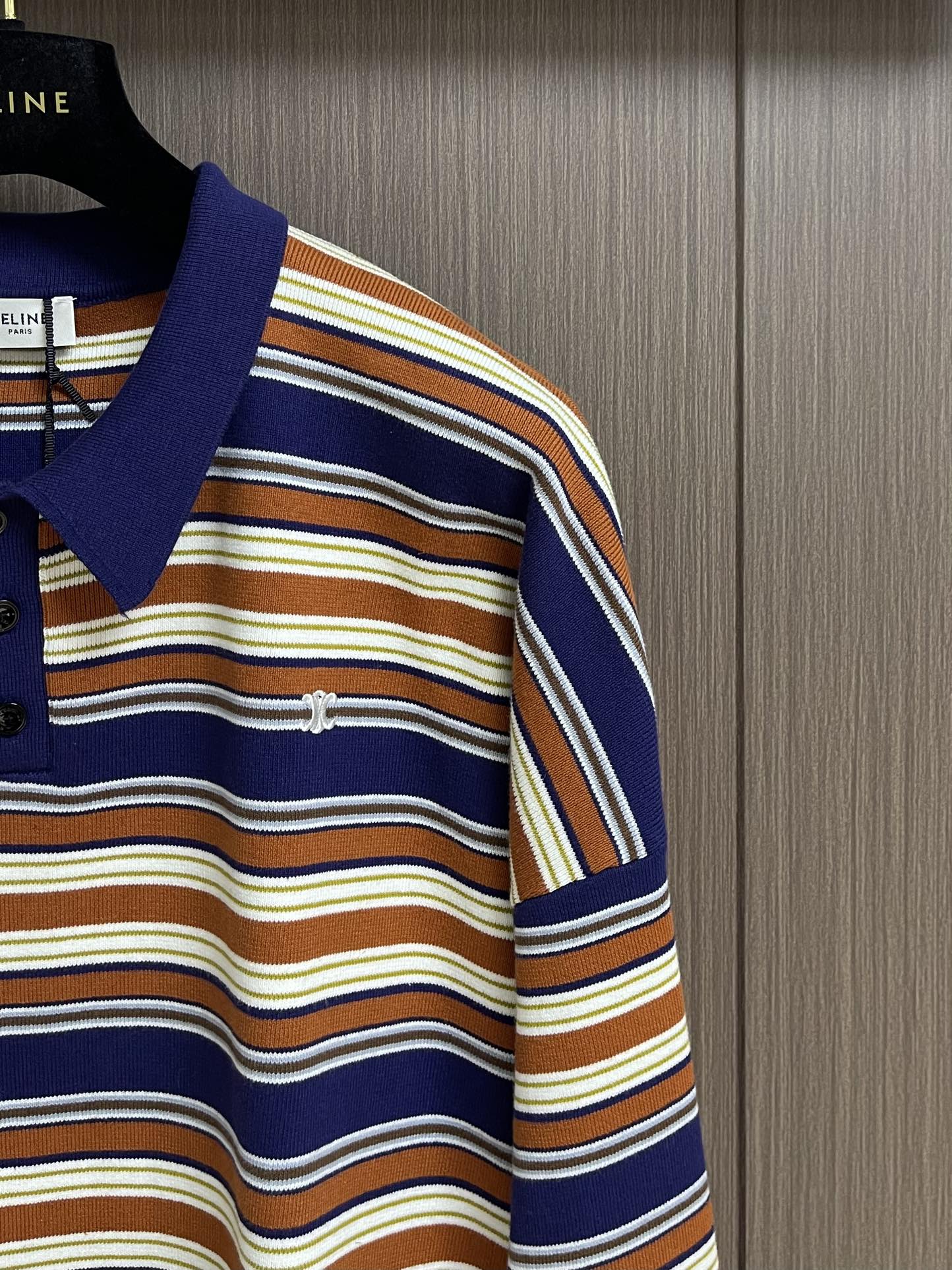 “756Celine 2025 Long Sleeve Polo: Custom Fabric, Embroidery, High-Quality Ready Clothes in S-M-L Sizes” - 图片 4