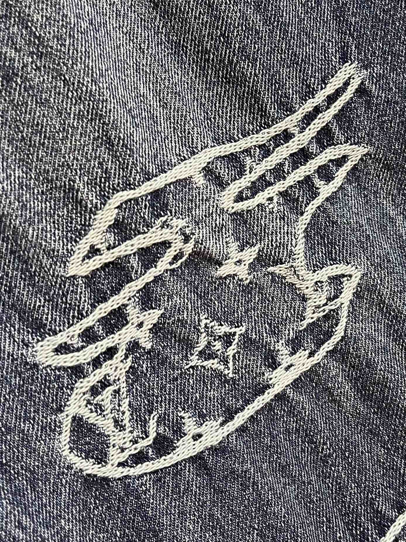 “840LV 2025FW Embroidered Old Jeans & Custom Cowboys: Versatile Fall/Winter Collection, Sizes S-XL” - 图片 9