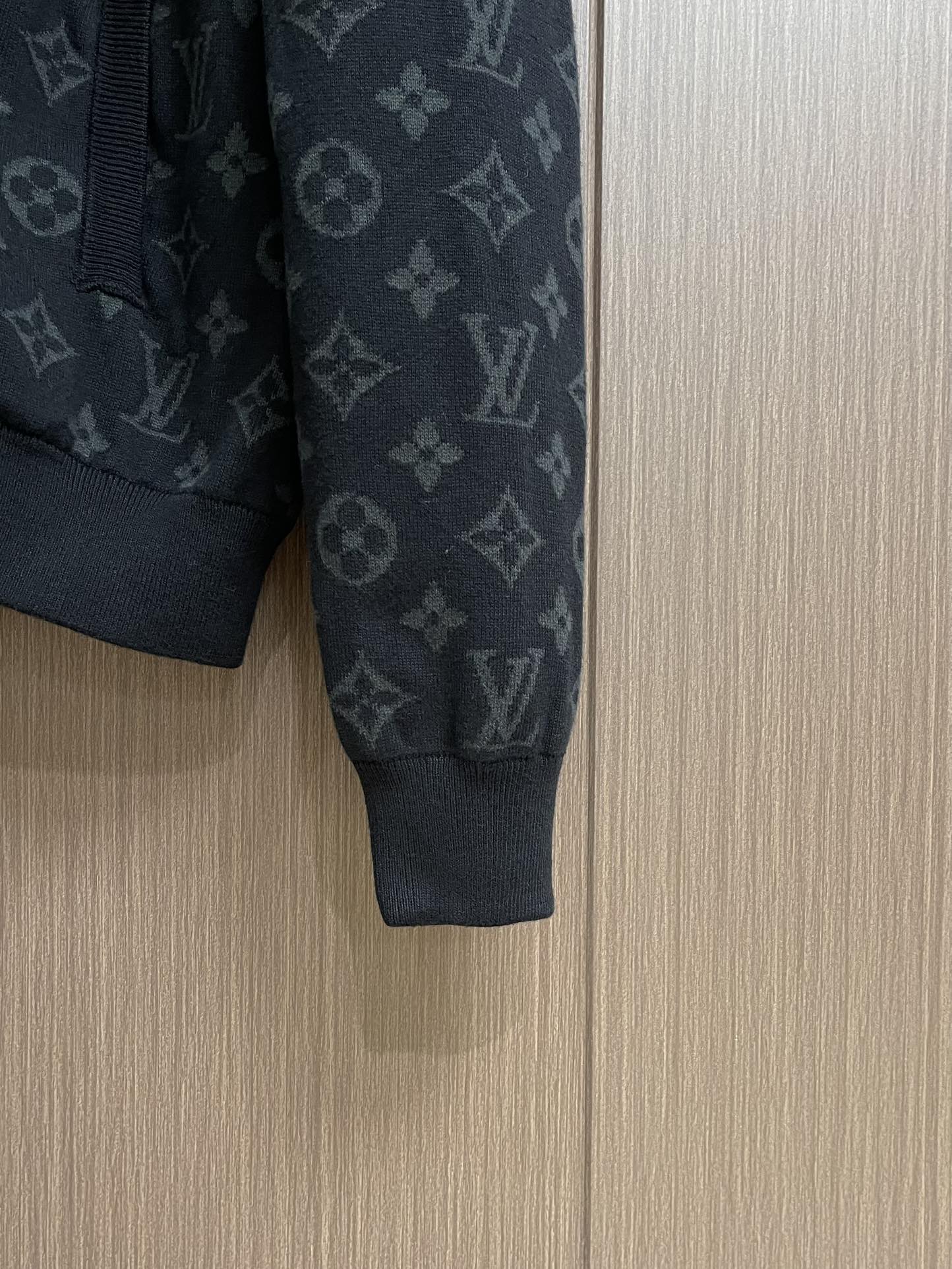 “LV Graffiti Zipper Jacket: Monogram Knit Pattern for Versatile Style, Sizes S-XL” - 图片 7