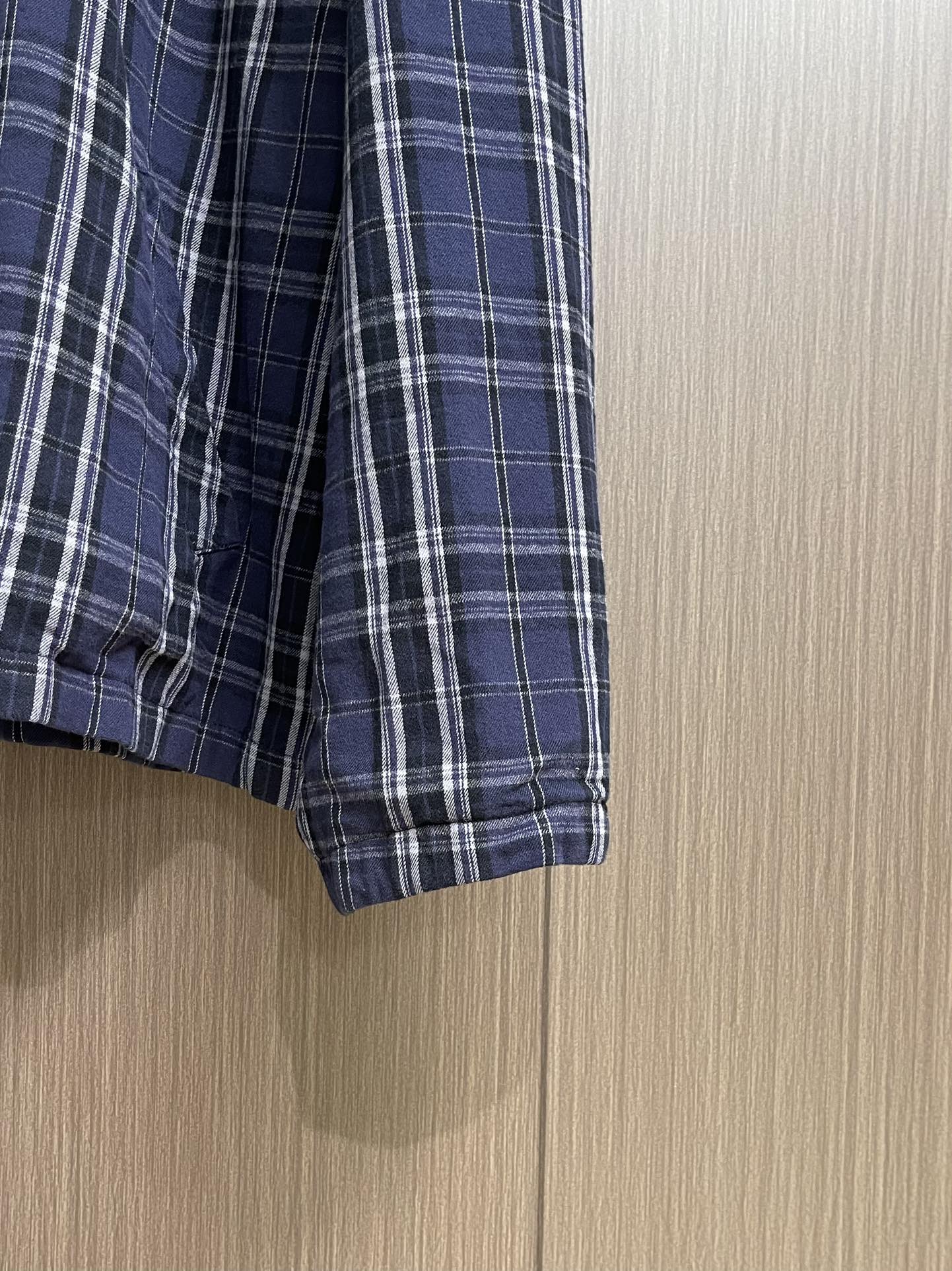 上衣Balenciaga 2025SS秋季新款 海军蓝拼色格纹连帽拉链卫衣外套卫裤套装，定制定染格纹棉质