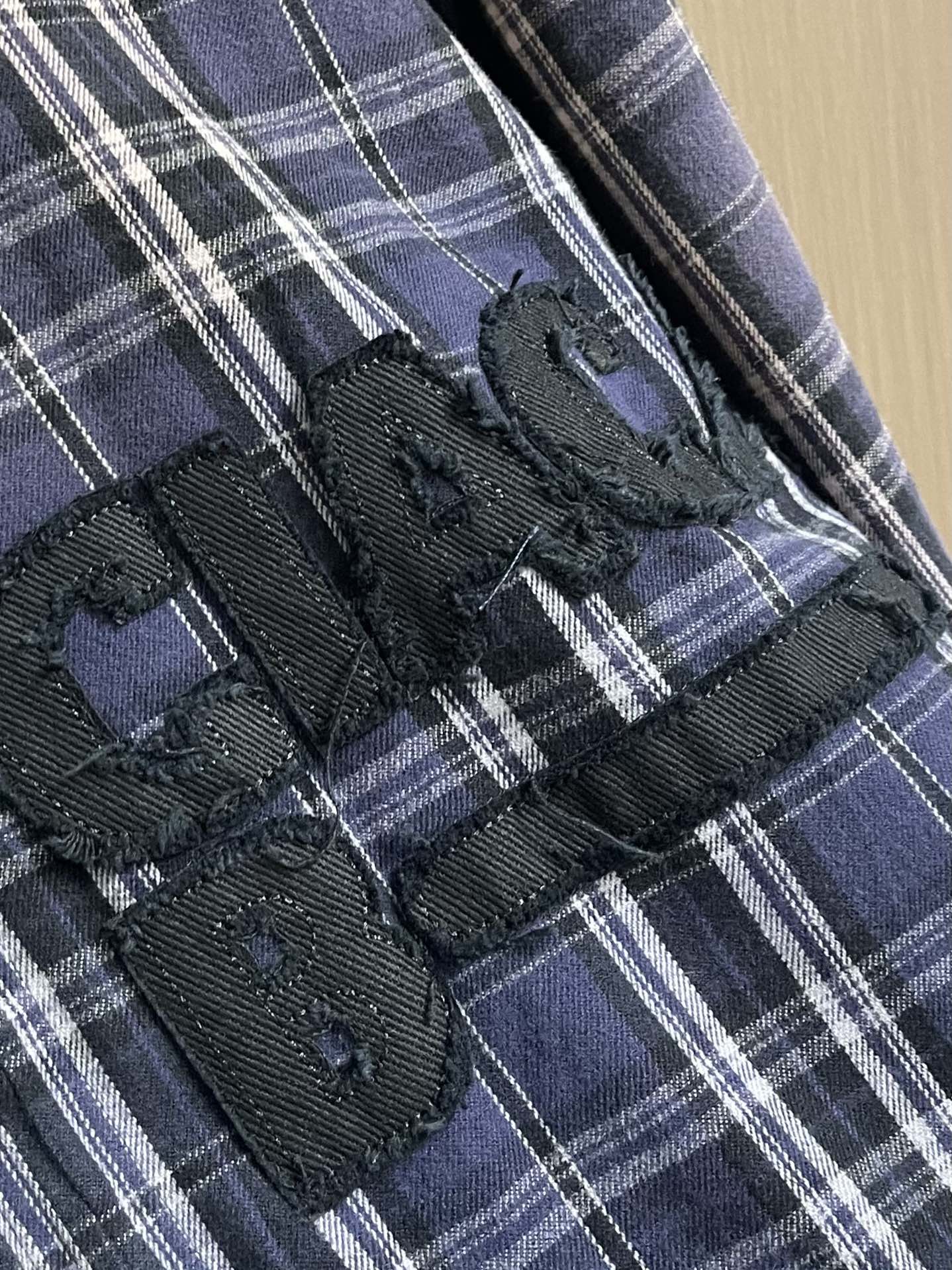 上衣Balenciaga 2025SS秋季新款 海军蓝拼色格纹连帽拉链卫衣外套卫裤套装，定制定染格纹棉质