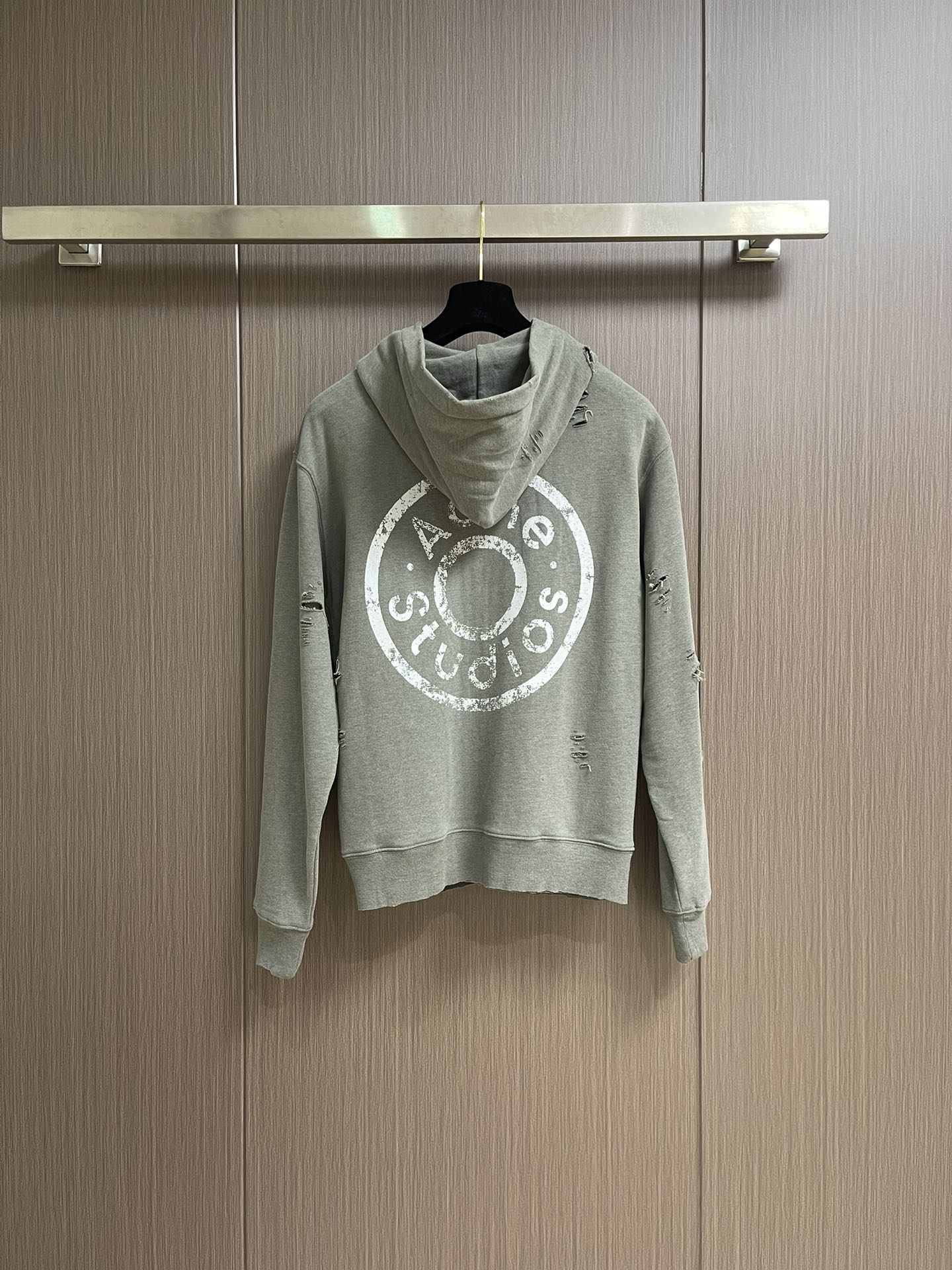 Acne Studios 破洞做旧徽标拉链外套，定制定染灰绿臻柔棉彩棉料 云感般的触感 细腻柔软 舒适贴