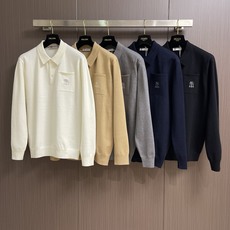 BrunelloCucinelli布鲁内洛.库奇内利 BC 长袖针织POLO衫 看似简约的设计 领口与袖 BrunelloCucinelli布鲁内洛.库奇内利 BC 长袖针织POLO衫 看似简约的设计 领口与袖