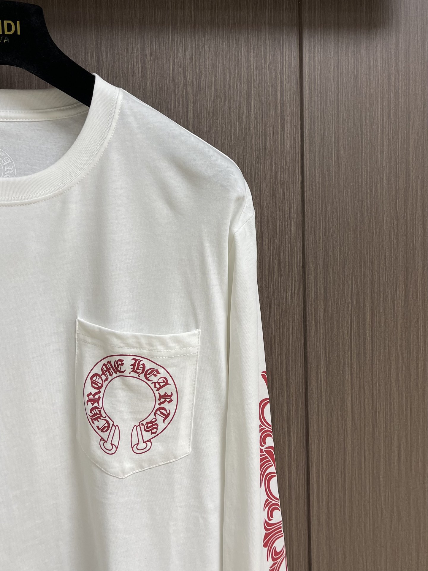 Come hearts CH 克罗心涂鸦字母限定梵文印花长袖T恤，领口袖口高克重螺纹，面料定织定染280